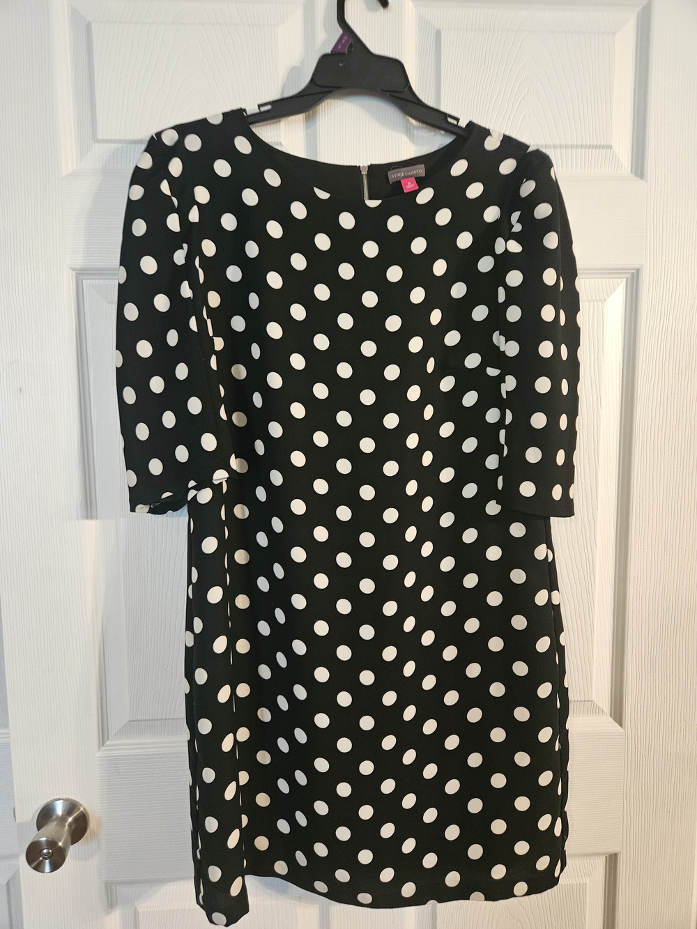 Vince Camuto Black with White Polka Dot Midi Dress